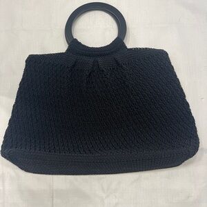 Liz Claiborne Black Knit Tote Bag With Ring Handles